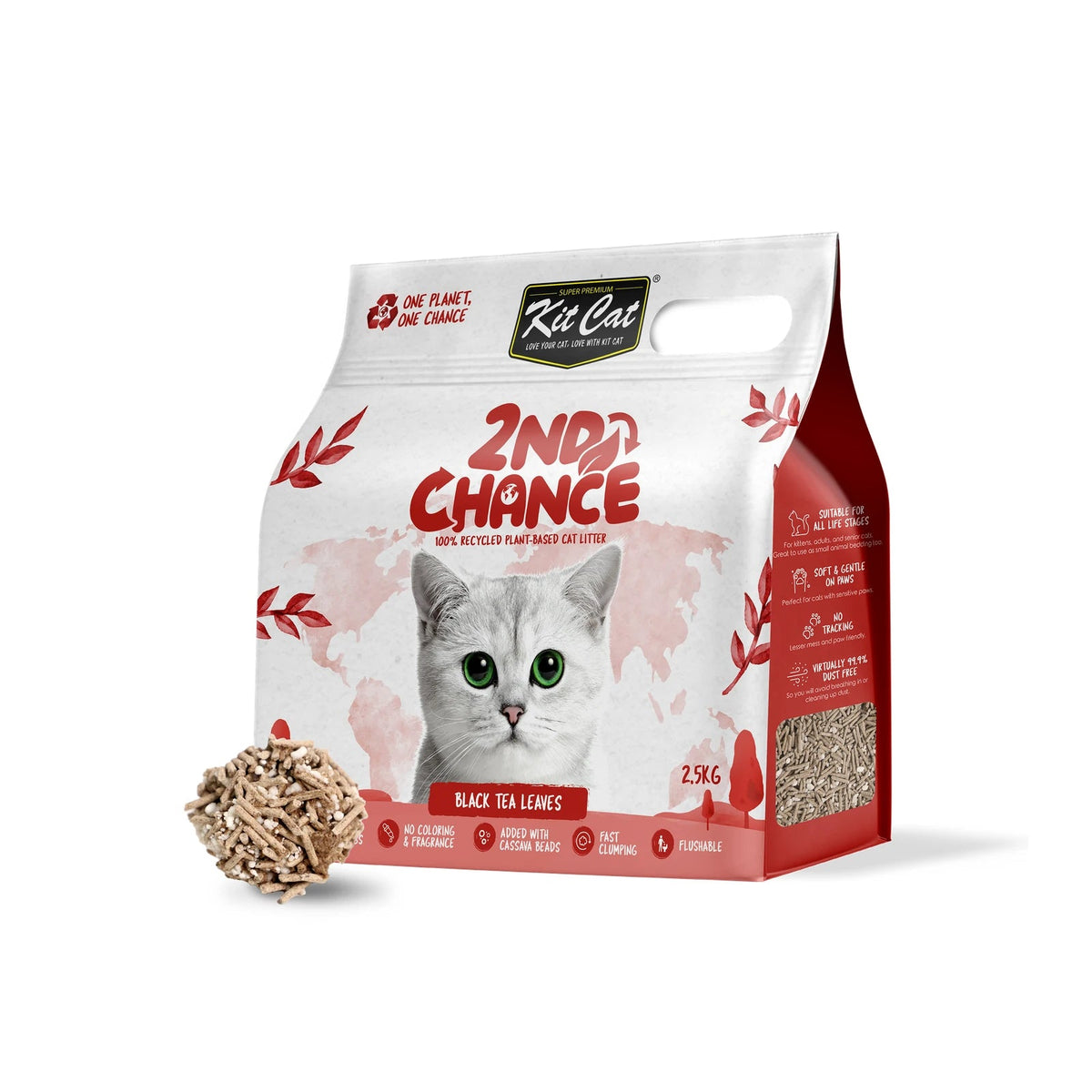 Kit Cat 2ND Chance Plant-Based Cat Litter — Black Tea Leaves — BLACKTEA w ACTUAL copy