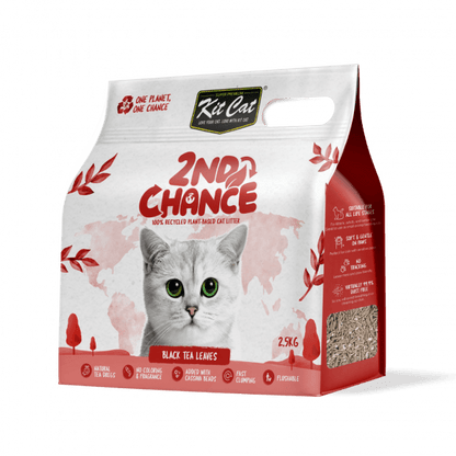 Plant-based cat litter bag, 2nd Chance, black tea leaves, with green label window