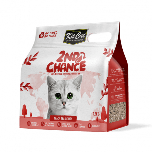 Plant-based cat litter bag, 2nd Chance, black tea leaves, with green label window