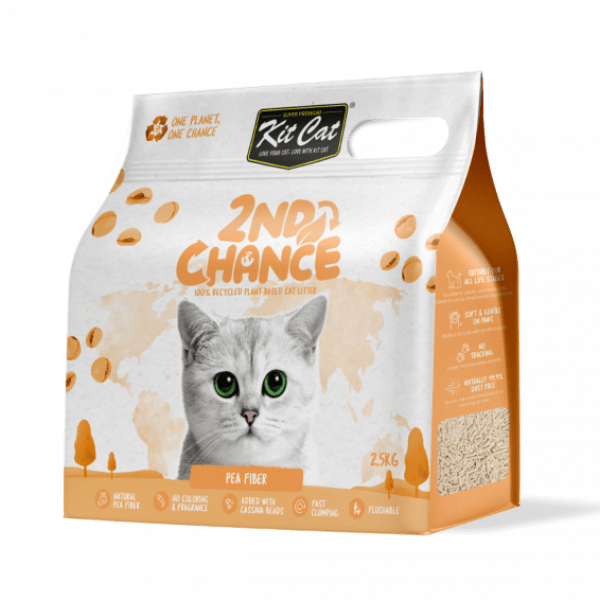 Plant-based cat litter bag, 2nd Chance, pea fiber, with green label window