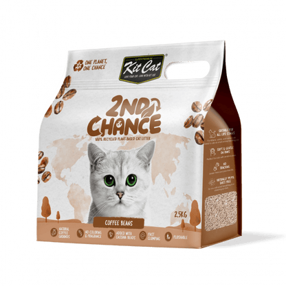 Plant-based cat litter bag, 2nd Chance, coffee beans, with green label window