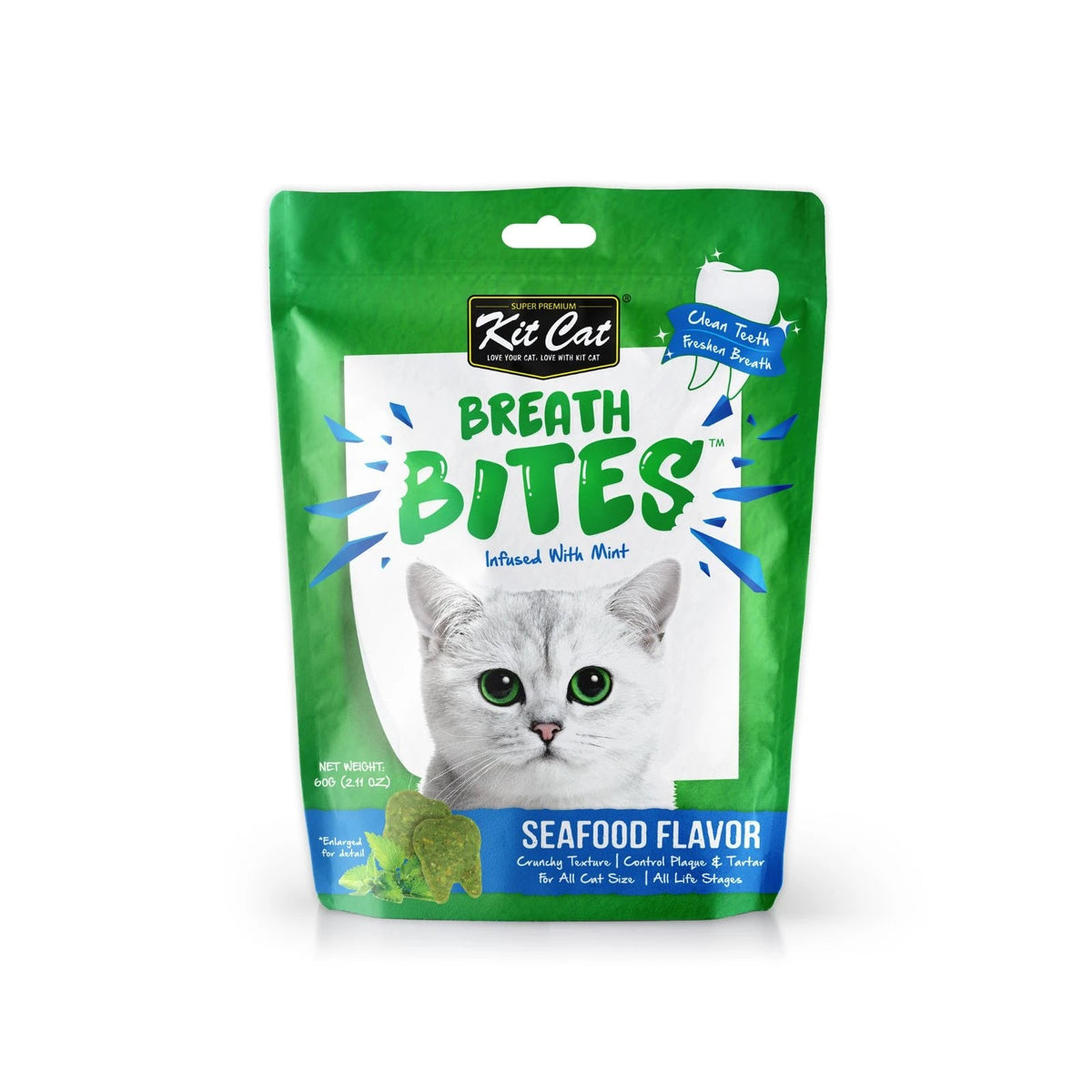 Kit Cat Breath Bites Dental Treats for Cats 60g — seafood — front pack