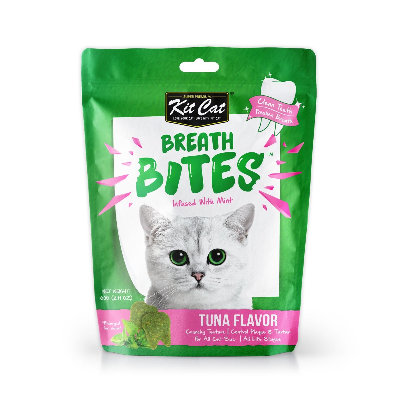 Kit Cat Breath Bites Tuna dental cat treats 60g pouch