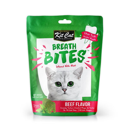 Kit Cat Breath Bites Beef dental cat treats 60g pouch