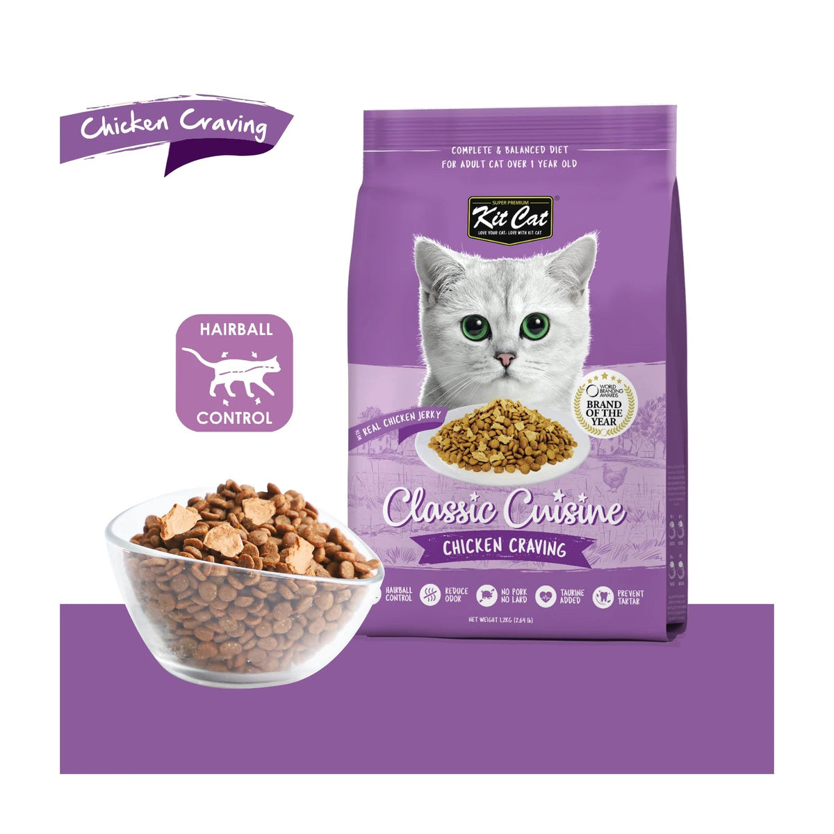 Kit Cat Chicken Cuisine (Hairball Control) Dry Cat Food — Default Title — Classic Cuisine_Chicken Craving (4)