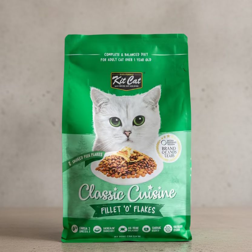 Kit Cat Classic Cuisine adult dry cat food bag, Fillet 'O' Flakes, 1.2 kg