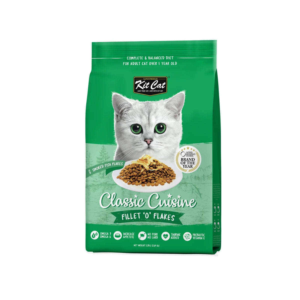 Kit Cat Classic Cuisine Fillet ‘O’ Flakes Adult Dry Cat Food — 1.2 kg — front pack