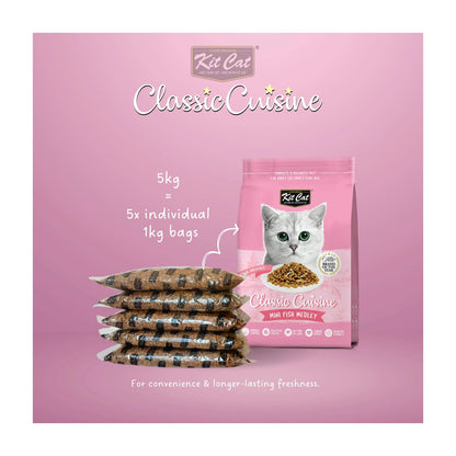 Kit Cat Classic Cuisine Mini Fish Medley Adult Dry Cat Food — 5 kg — Classic Cuisine_Mini Fish Medley (5)