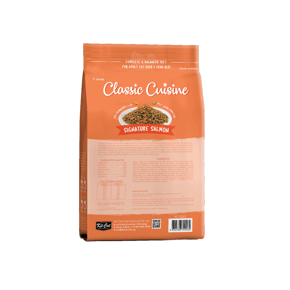 Kit Cat Classic Cuisine Signature Salmon 1.2kg dry cat food back packshot
