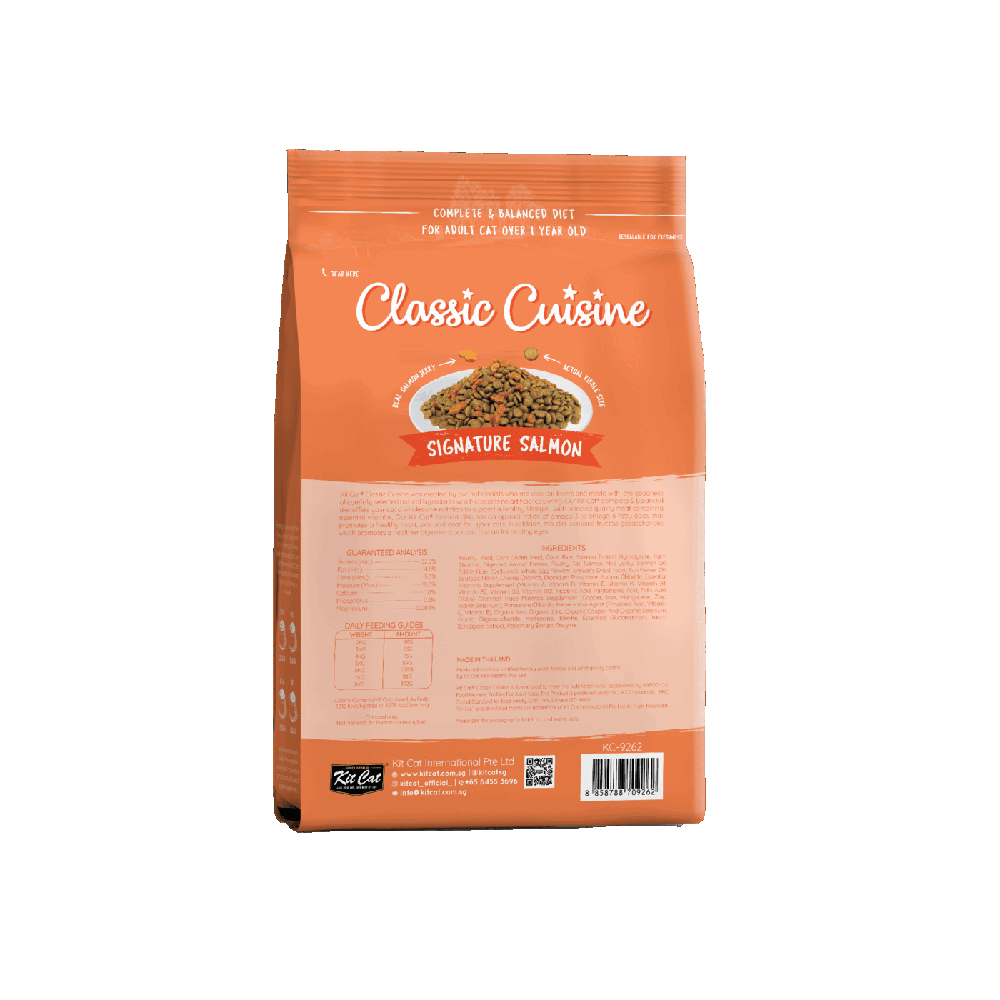 Kit Cat Classic Cuisine Signature Salmon 1.2kg dry cat food back packshot
