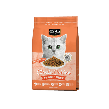 Kit Cat Classic Cuisine Signature Salmon 1.2kg dry cat food front packshot