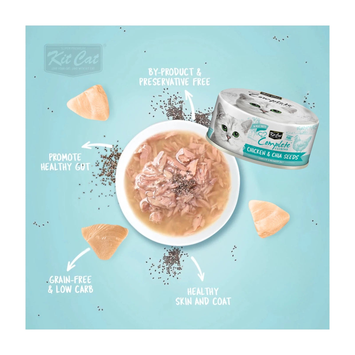 Kit Cat Complete Cuisine Wet Cat Food — Chicken & Chia Seeds — Complete Cuisine_Chicken & Chia Benefits