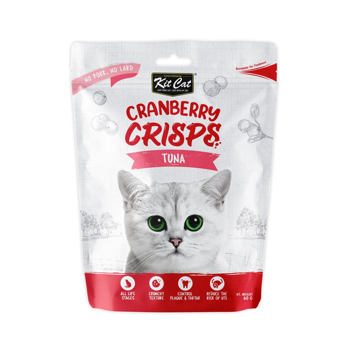 Kit Cat Cranberry Crisps Cat Treats — Tuna / 60g — front pack