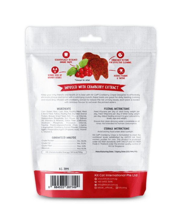 Back of Kit Cat Cranberry Crisps Beef 60g pouch
