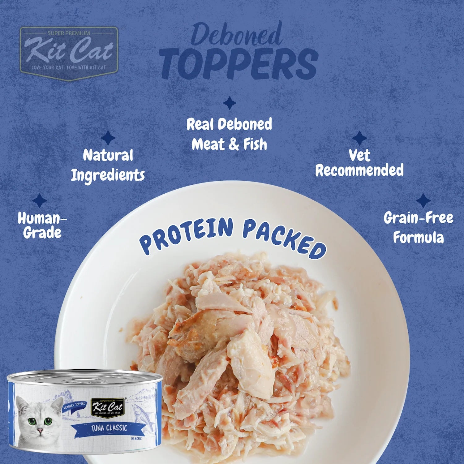 Kit Cat deboned toppers bowl of protein-packed tuna & fish topping
