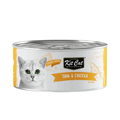 Kit Cat deboned toppers cat food can, Tuna & Chicken flavor, in aspic, 80g