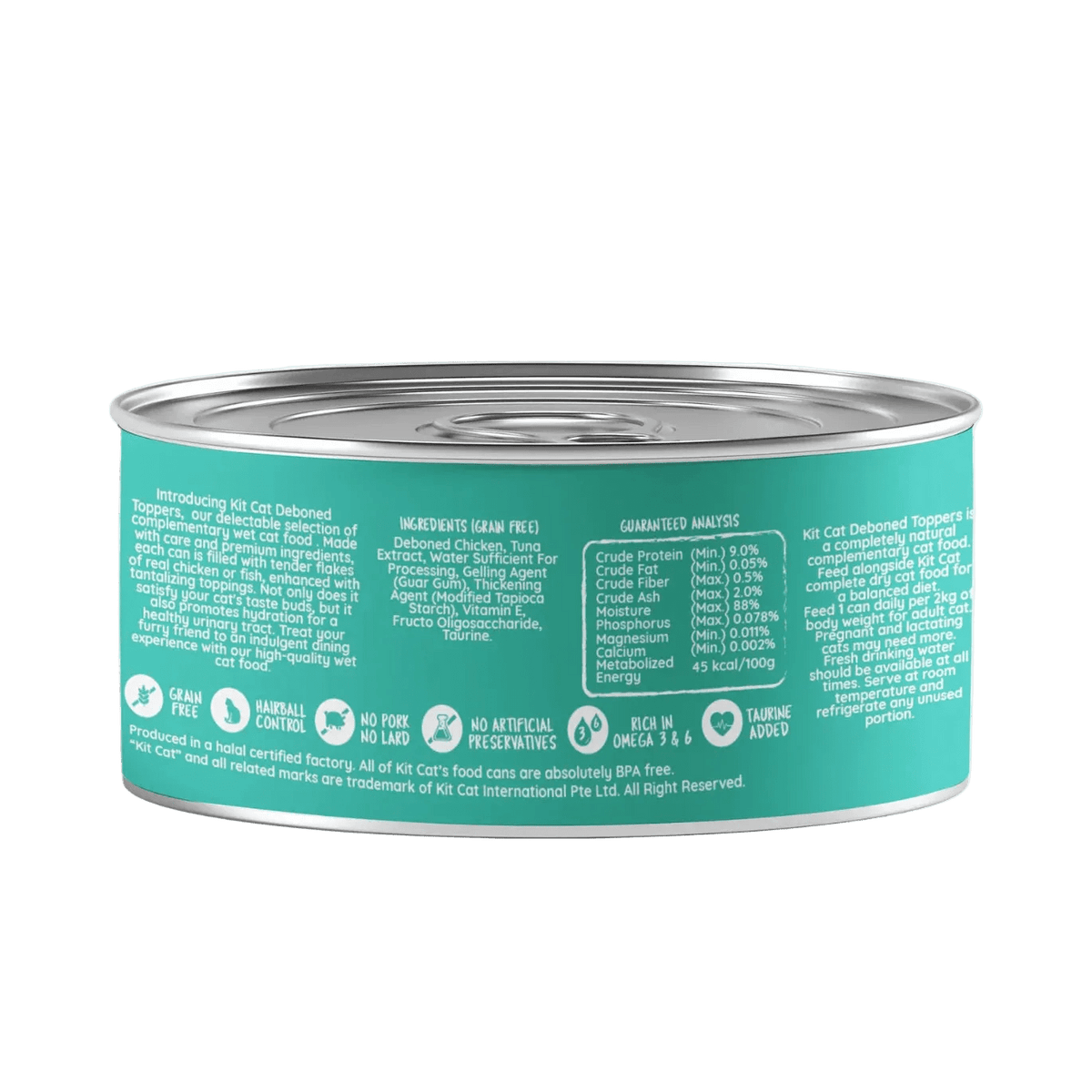 Kit Cat deboned toppers aspic can, back label view