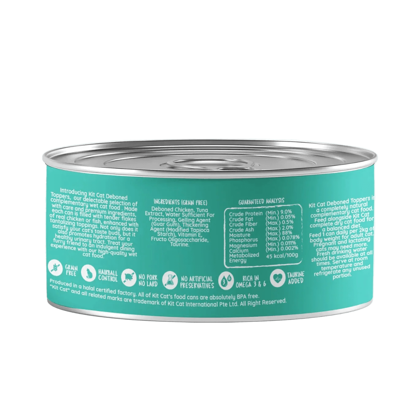 Kit Cat deboned toppers aspic can, back label view