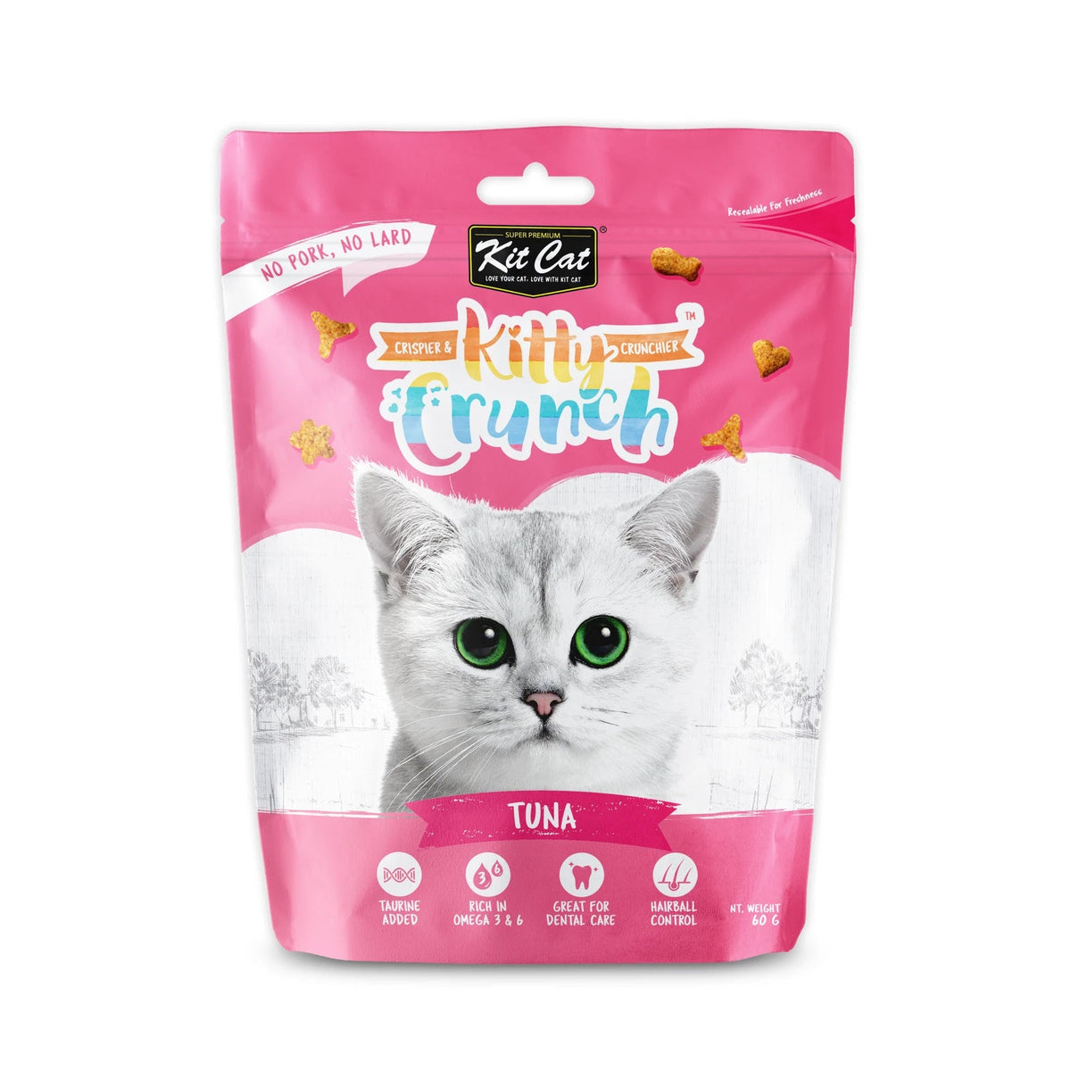 Kit Cat KittyCrunch Cat Treats 60g — Tuna — front pack