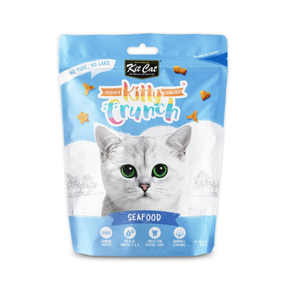 Kit Cat KittyCrunch Cat Treats 60g — Seafood — front pack