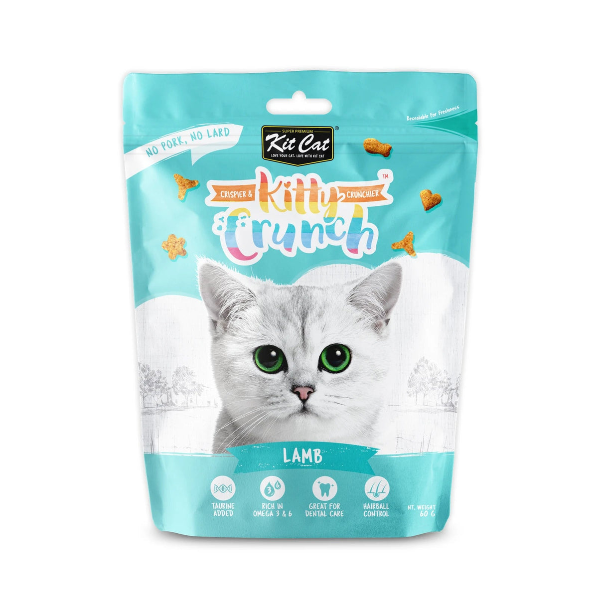 Kit Cat KittyCrunch Cat Treats 60g — Lamb — front pack
