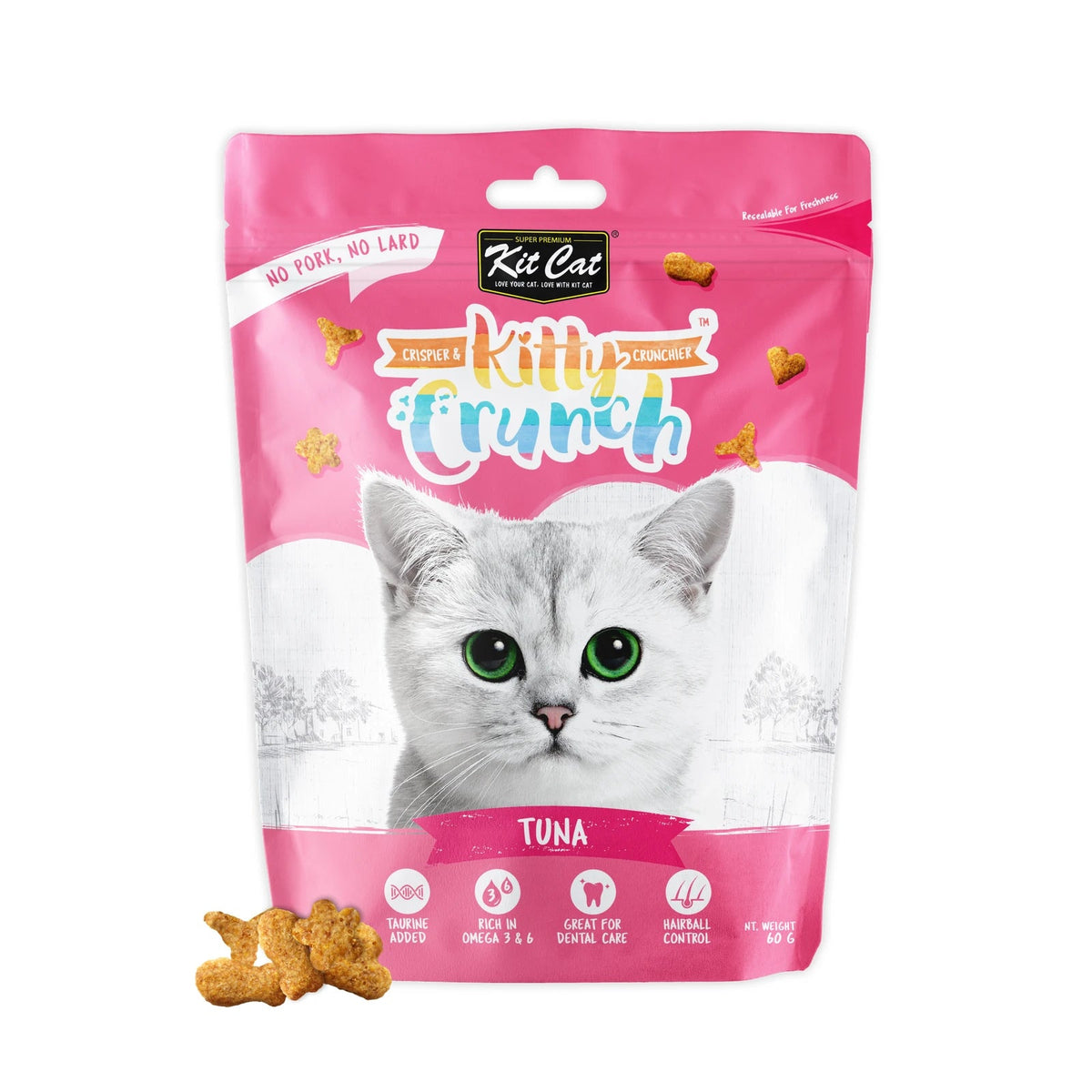 Kit Cat KittyCrunch Cat Treats 60g — Tuna — KITTY CRUNCH_FRONT_TUNA_WITH PRODUCT