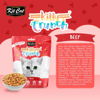 Kit Cat KittyCrunch beef cat treats pouch with ingredient panel
