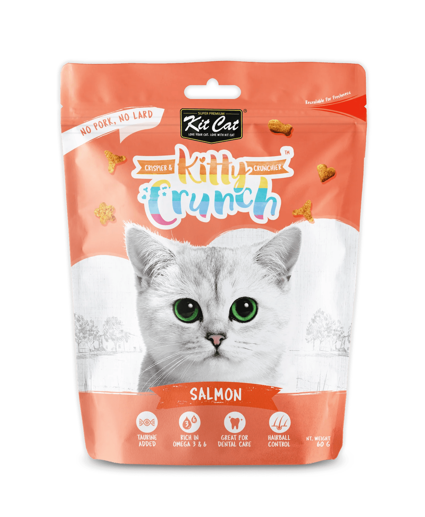 Kit Cat KittyCrunch cat treats pouch, salmon-flavored, 60 g