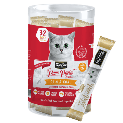Kit Cat Purr Puree Plus Skin and Coat 32-sachet bulk box