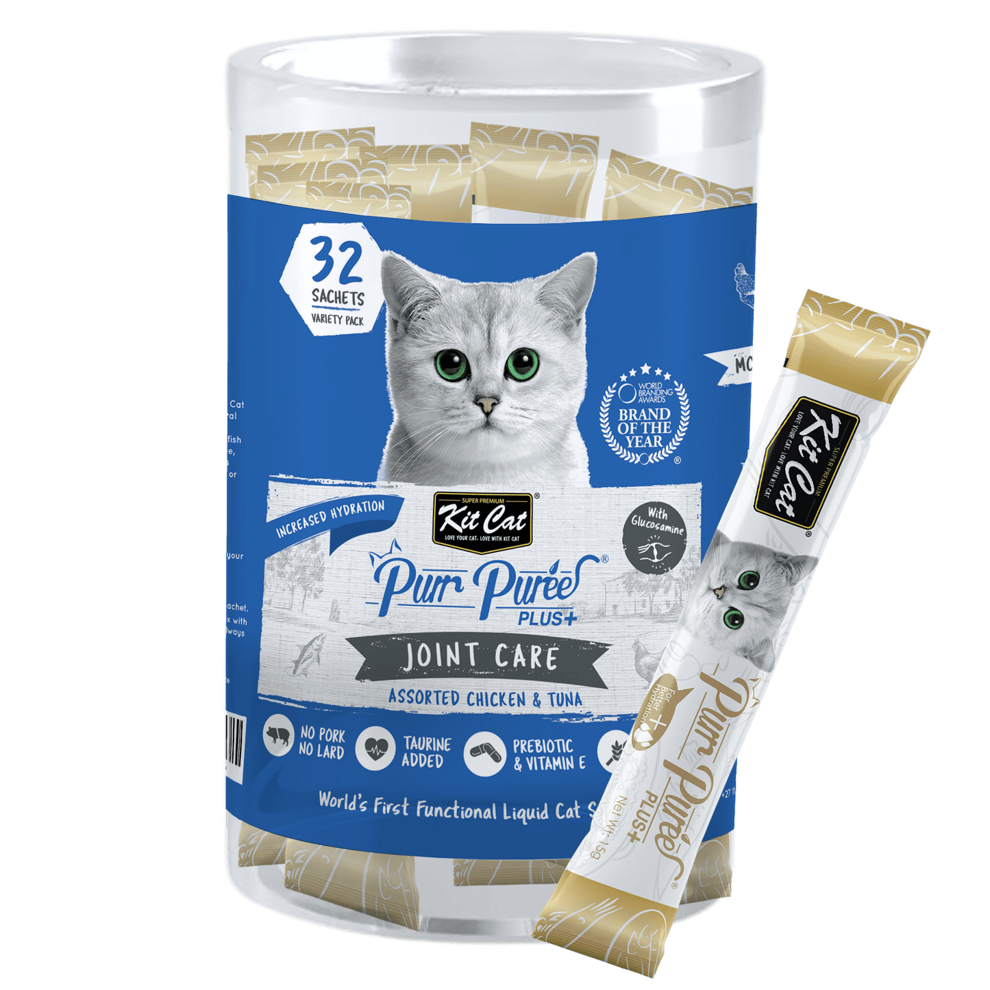 Kit Cat Purr Puree Plus Joint Care 32-sachet bulk box