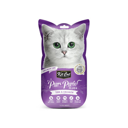 Kit Cat Purr Puree Plus+ Cat Treat Envelopes — collagen-tuna — front