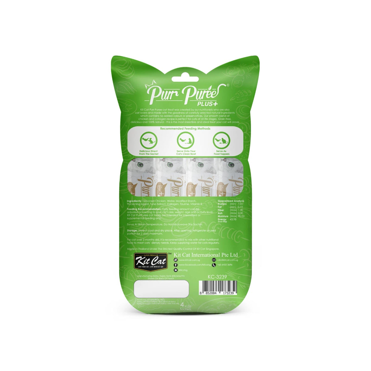 Kit Cat Purr Puree Plus+ Cat Treat Envelopes — collagen-chicken — Chicken & Collagen Back