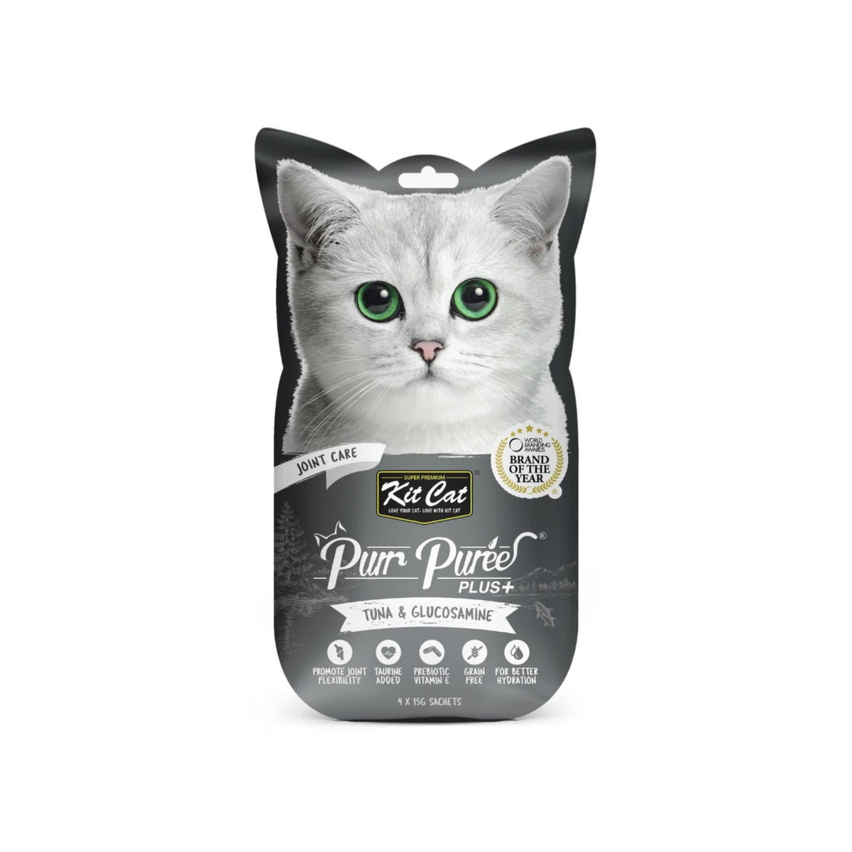 Kit Cat Purr Puree Plus+ Cat Treat Envelopes — joint-care-tuna — front
