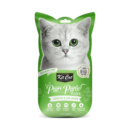 Kit Cat Purr Puree Plus+ Collagen Chicken cat treat envelope