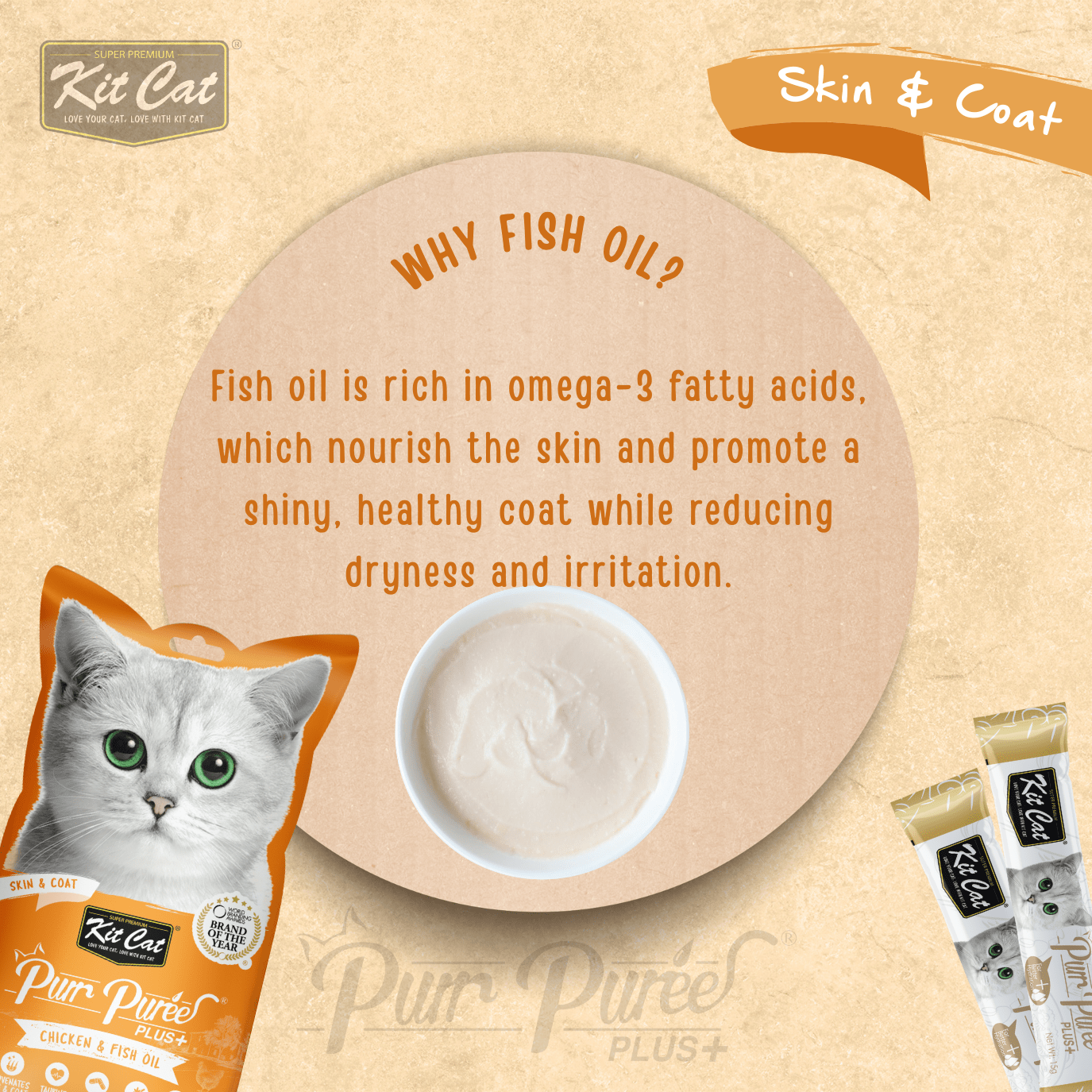 Kit Cat Chicken and Fish Oil Skin and Coat benefit information
