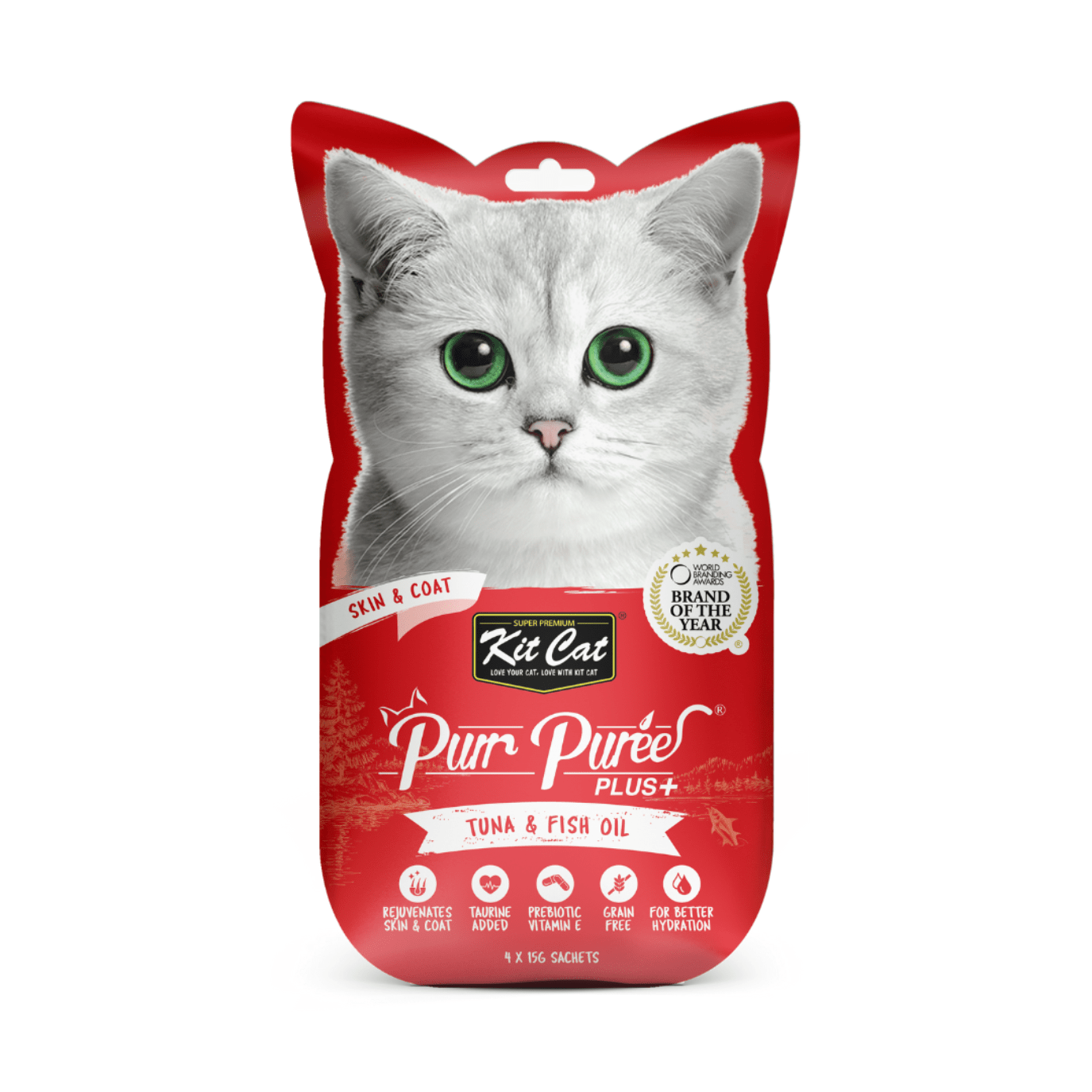 Kit Cat Purr Puree Plus Tuna and Fish Oil Skin and Coat pack front