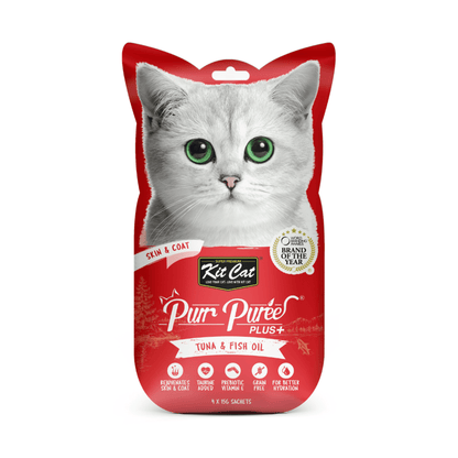 Kit Cat Purr Puree Plus Tuna and Fish Oil Skin and Coat pack front