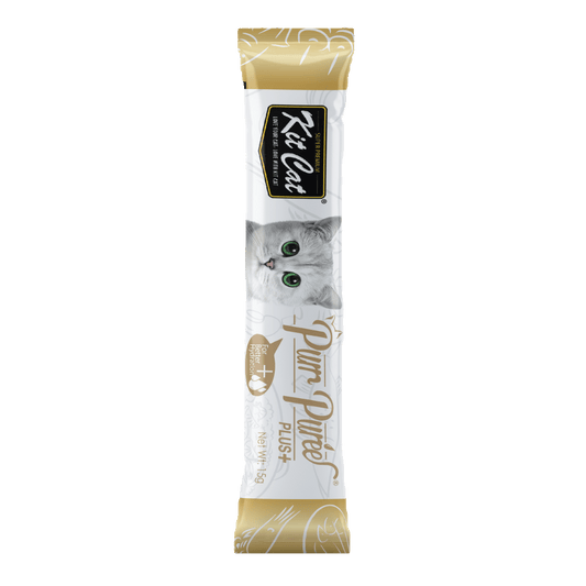 Kit Cat Purr Puree Skin & Coat Tuna single sachet on transparent background