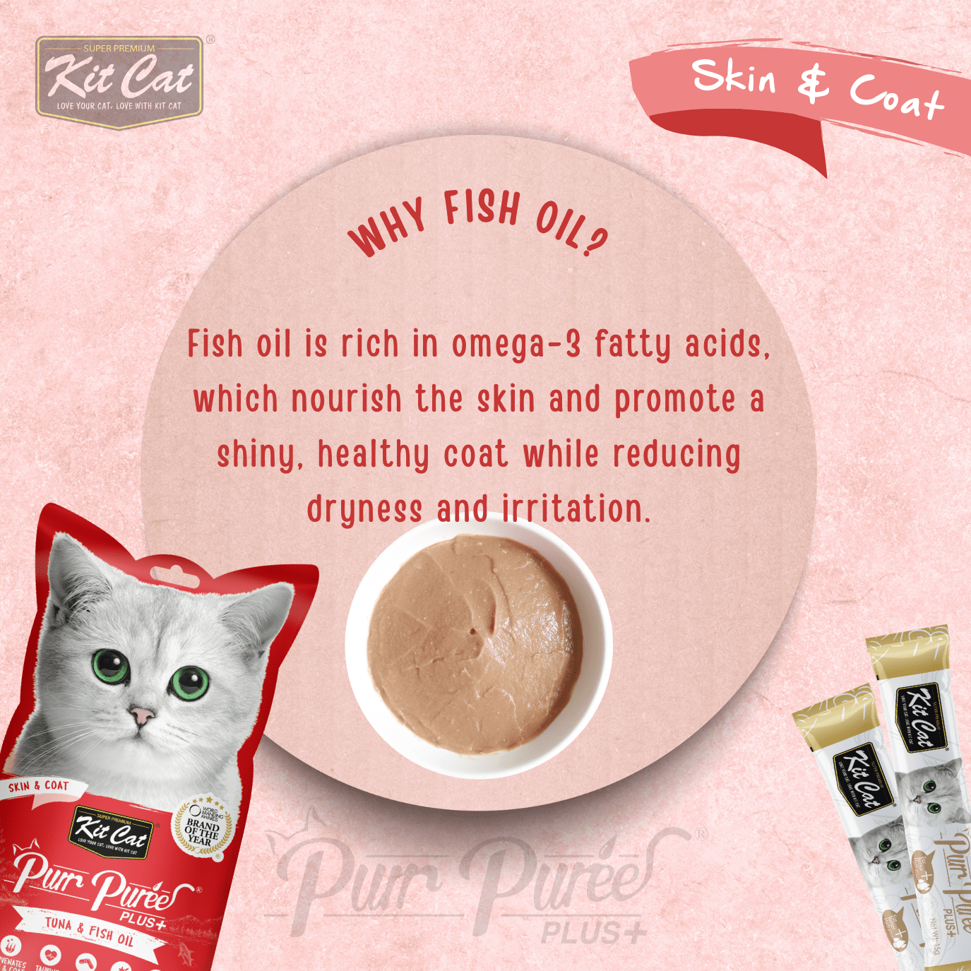 Kit Cat Tuna and Fish Oil Skin and Coat benefit information