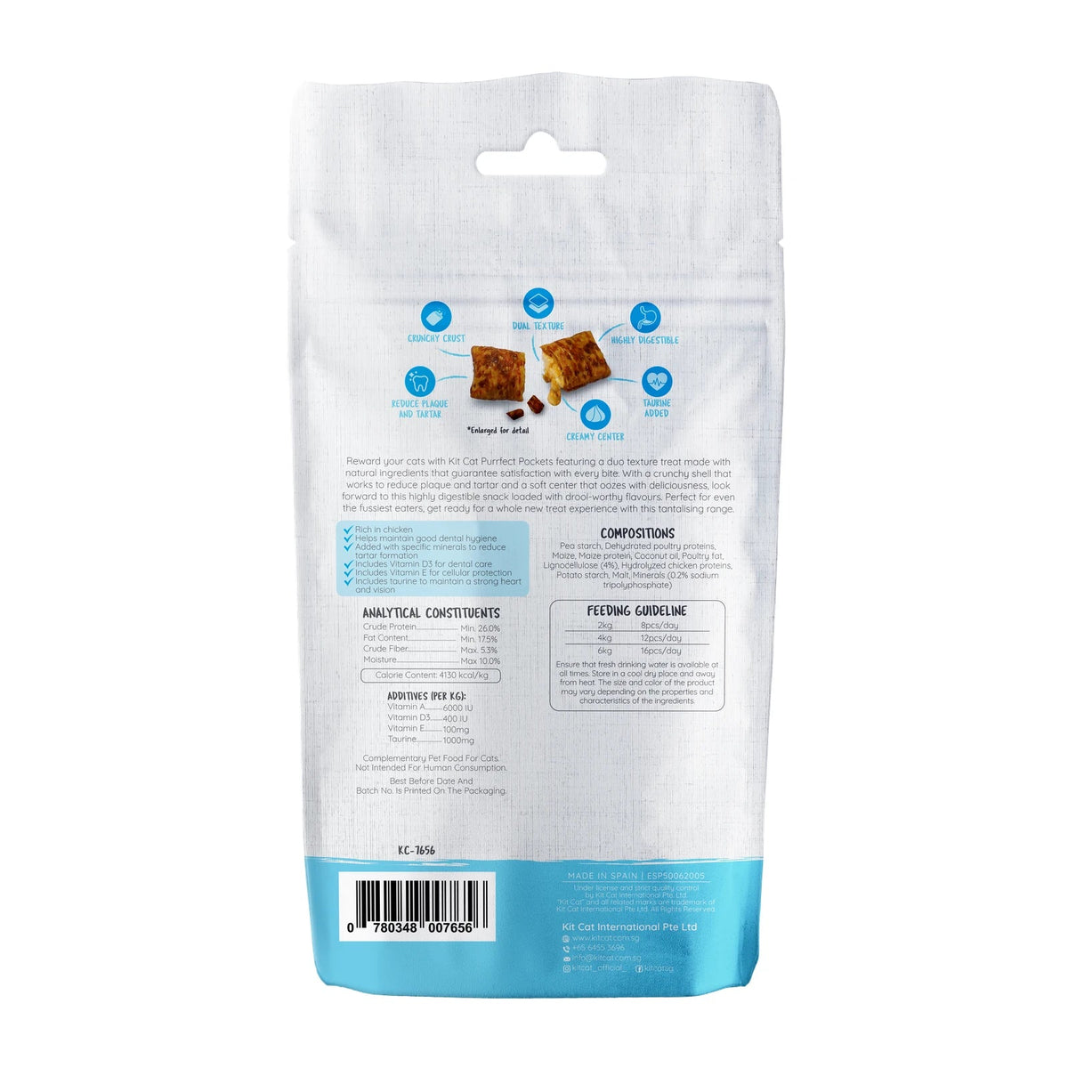 Kit Cat Purrfect Pockets Cat Treats — Dental Care — PURRFECT POCKETS_BACK_DENTAL CARE