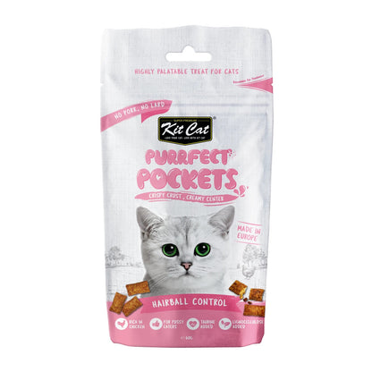 Kit Cat Purrfect Pockets Cat Treats — Hairball Control — front pack