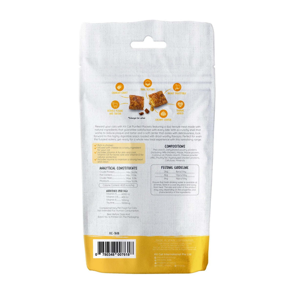 Kit Cat Purrfect Pockets Cat Treats — Chicken & Cheese — PURRFECT POCKETS_BACK_CHIC&CHEESE