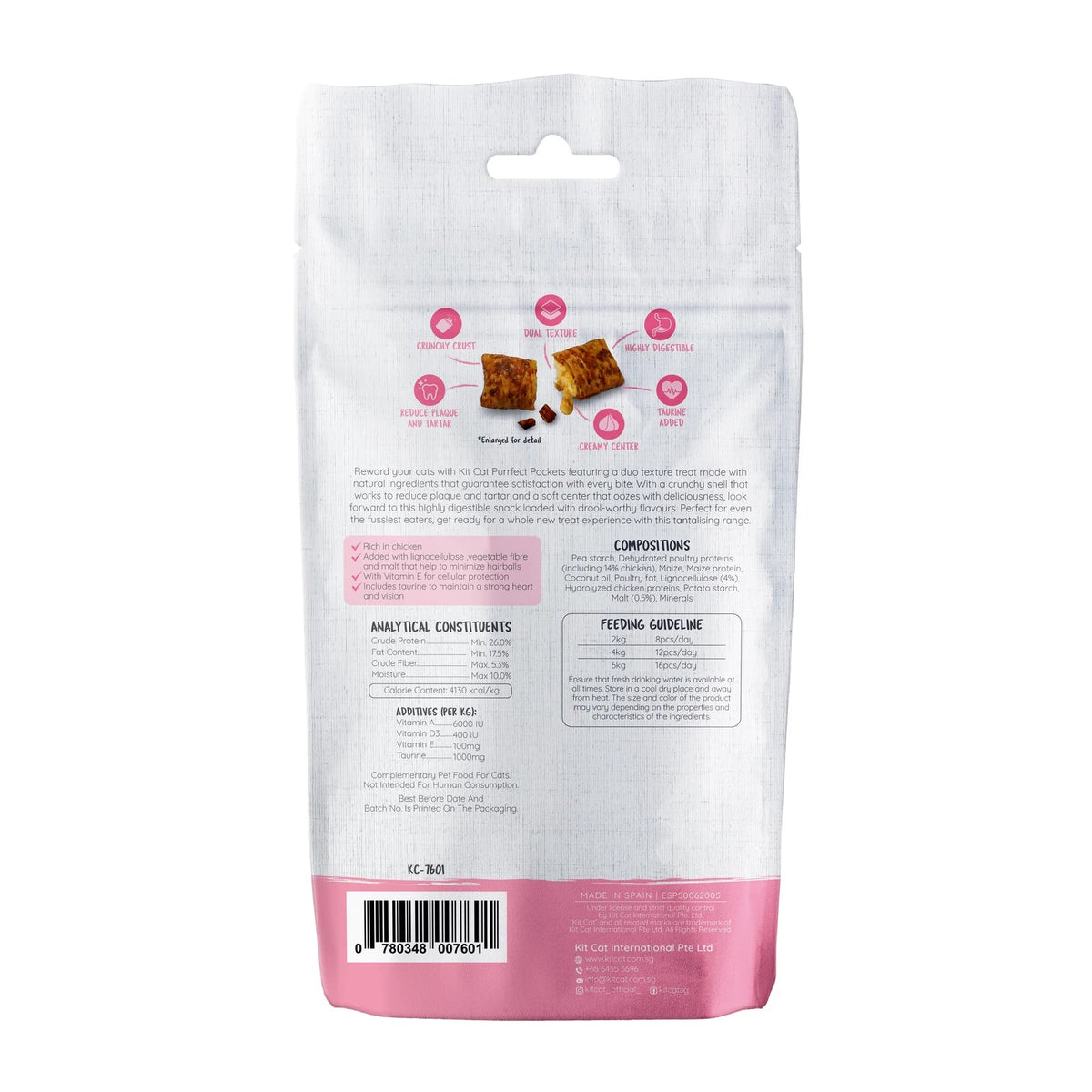 Kit Cat Purrfect Pockets Cat Treats — Hairball Control — PURRFECT POCKETS_BACK_HAIRBALL CONTROL