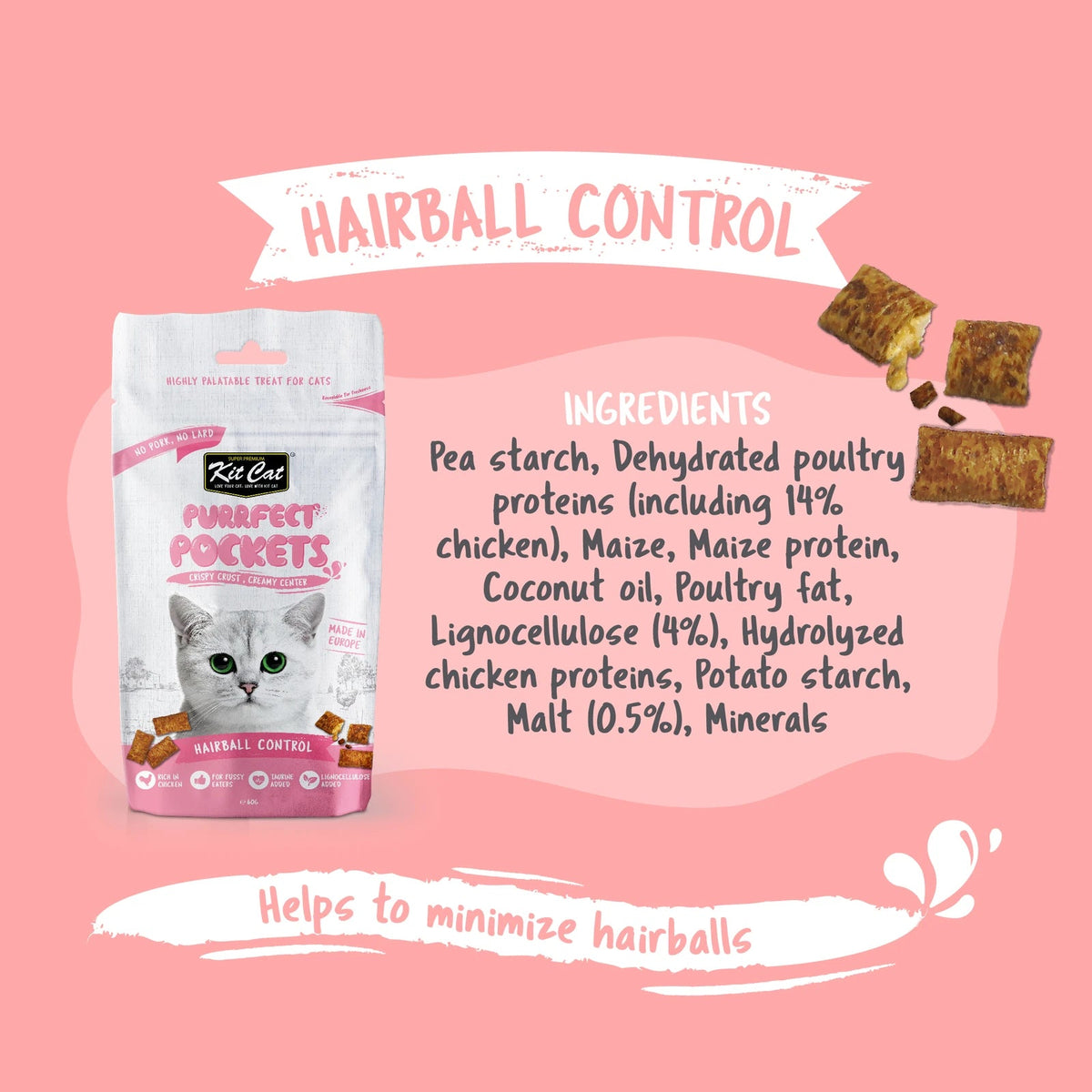 Kit Cat Purrfect Pockets Cat Treats — Hairball Control — Purrfect Pockets_Ingredients_Hairball