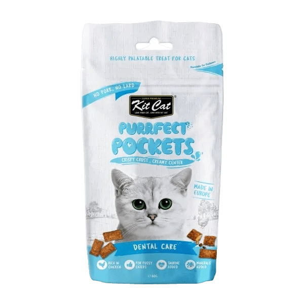 Dental Care cat treats pouch, Kit Cat Purrfect Pockets (blue)