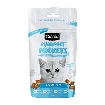 Dental Care cat treats pouch, Kit Cat Purrfect Pockets (blue)