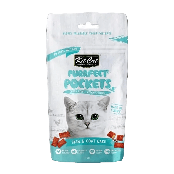 Skin & Coat Care cat treats pouch, Kit Cat Purrfect Pockets (teal)