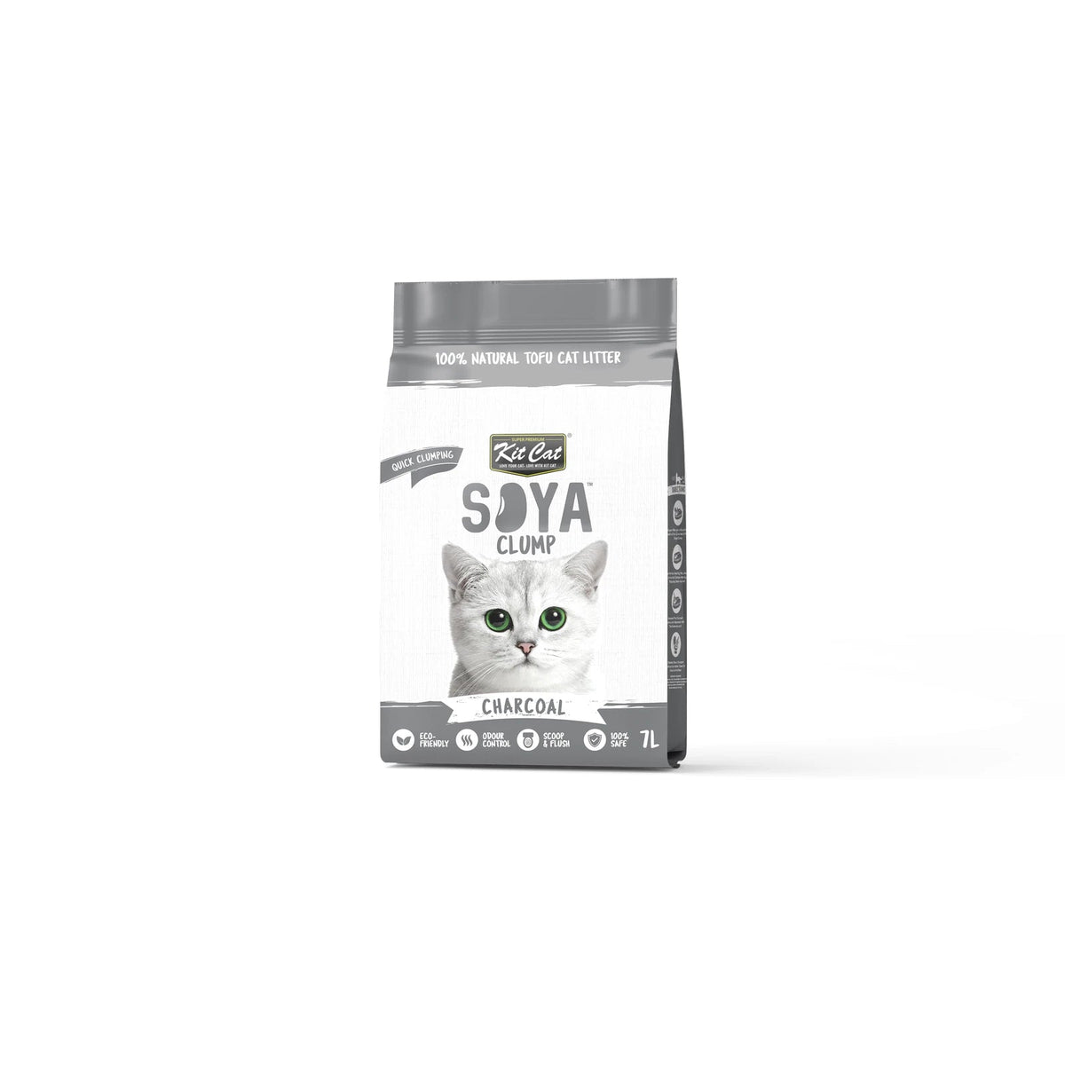 Kit Cat Soya Clump Cat Litter 7L — Charcoal — front pack
