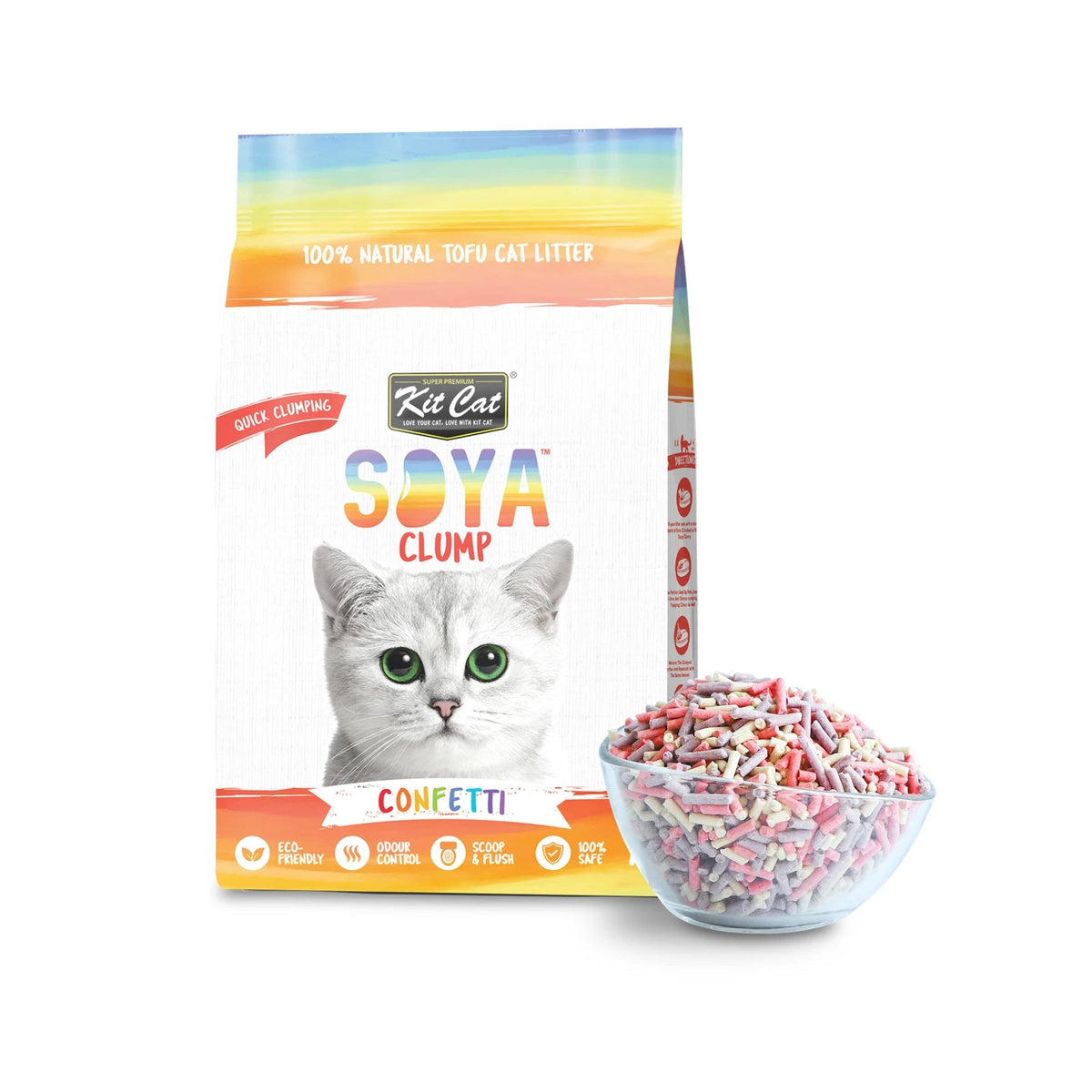 Kit Cat Soya Clump Cat Litter 7L — Confetti — SOYA CLUMP W ACTUAL_COFETTI