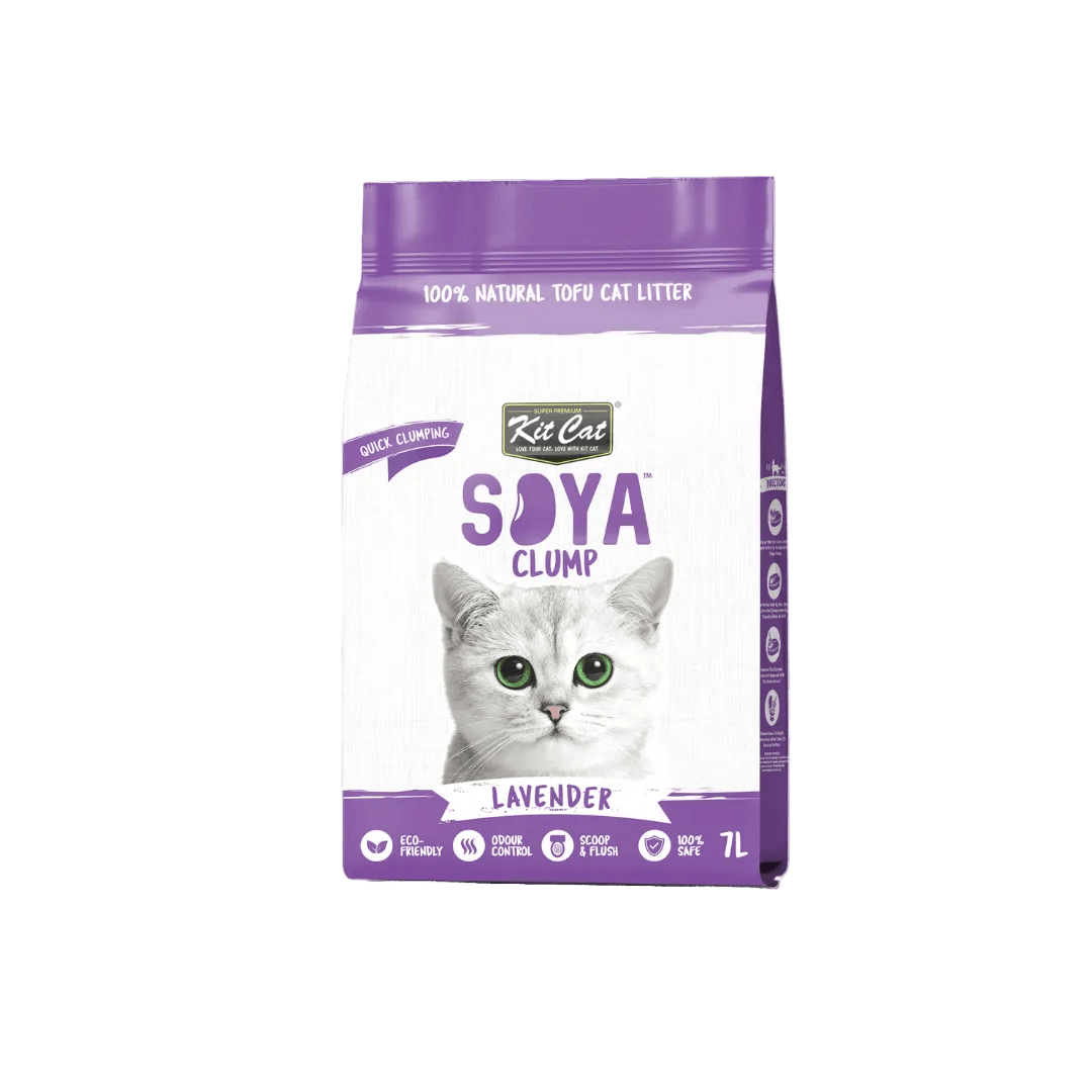 Lavender scented Kit Cat Soya Clump tofu cat litter bag, 7L